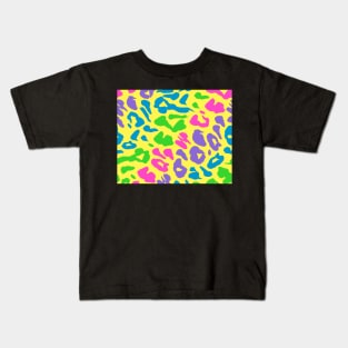 Multi-Color Leopard on Yellow Kids T-Shirt